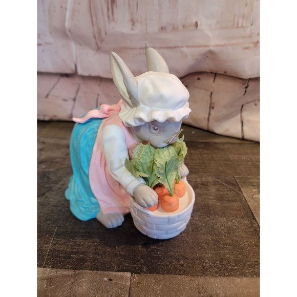 Dept 56 rabbit bunny 1988 carrot patch holding basket carrots Decor figure - Picture 1 of 4